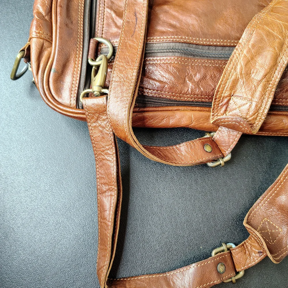 Johnny fly leather Convertible Backpack Messenger brown